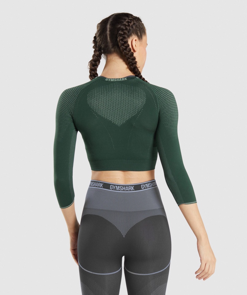Gymshark Obszidián Zöld-uborka Zöld Csúcsa Seamless Crop Top