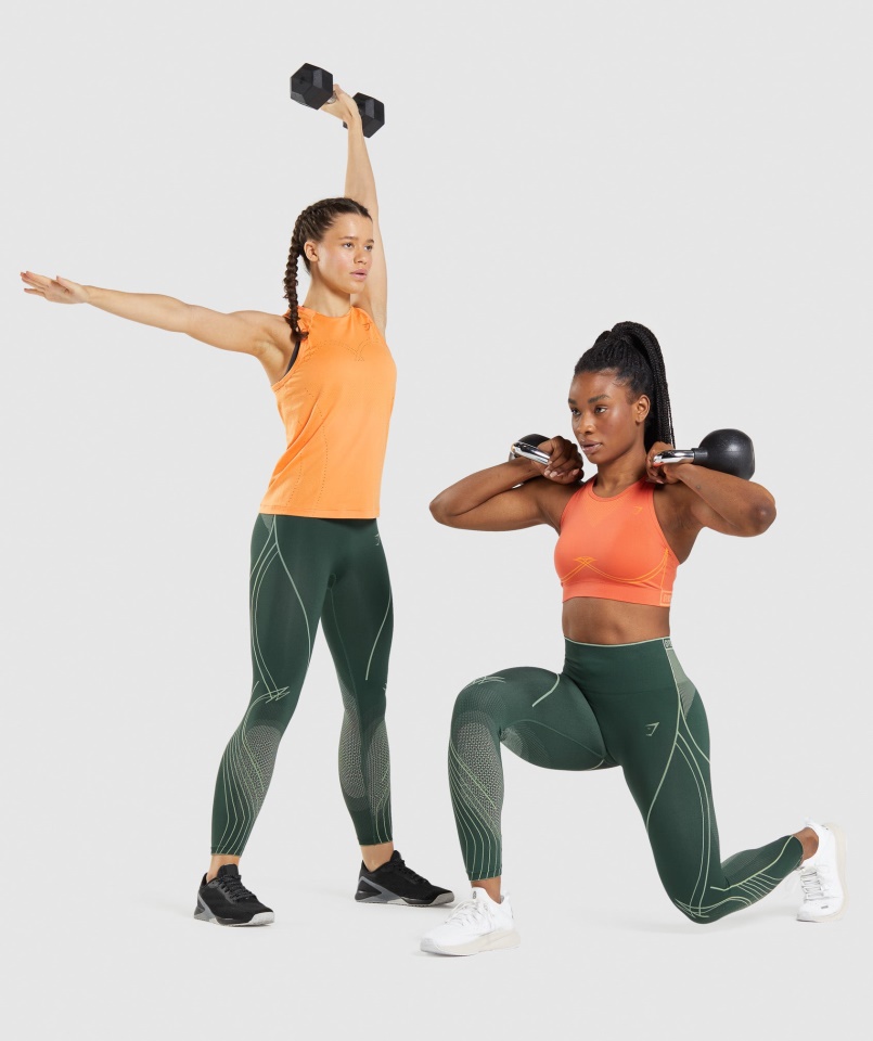 Gymshark Obszidián Zöld-uborka Zöld Csúcs Varrat Nélküli Magas Szárú Leggings