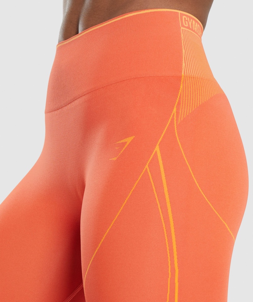 Gymshark Papaya Narancssárgabarack Narancssárga Csúcs Zökkenőmentes Magas Emelkedés Rövid