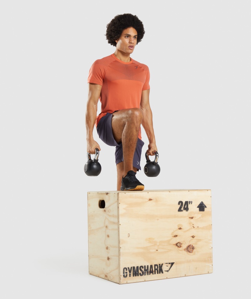 Gymshark Papaya Narancs-onix Szürke Csúcsú Varrás Nélküli Póló