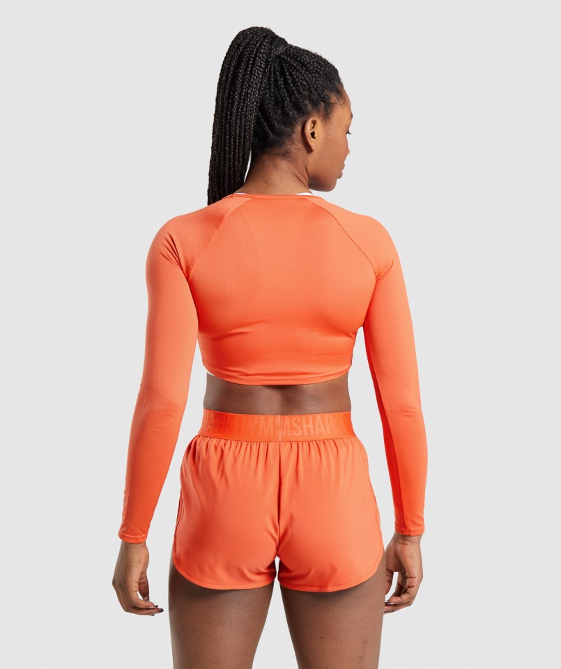 Gymshark Papaya Narancssárga Edzés Hosszú Ujjú Crop Top