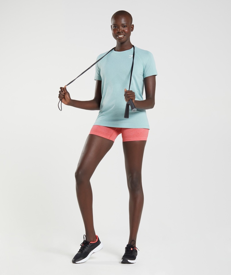 Gymshark Gyöngyház Kék Márga Vital Varrat Nélküli 2.0 Könnyű Póló