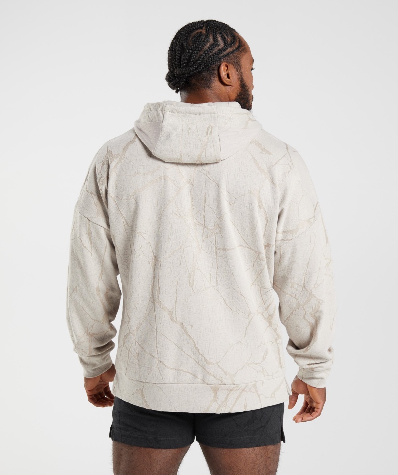 Gymshark Kavicsszürke Mintás Power Cipzáras Kapucnis Pulcsi