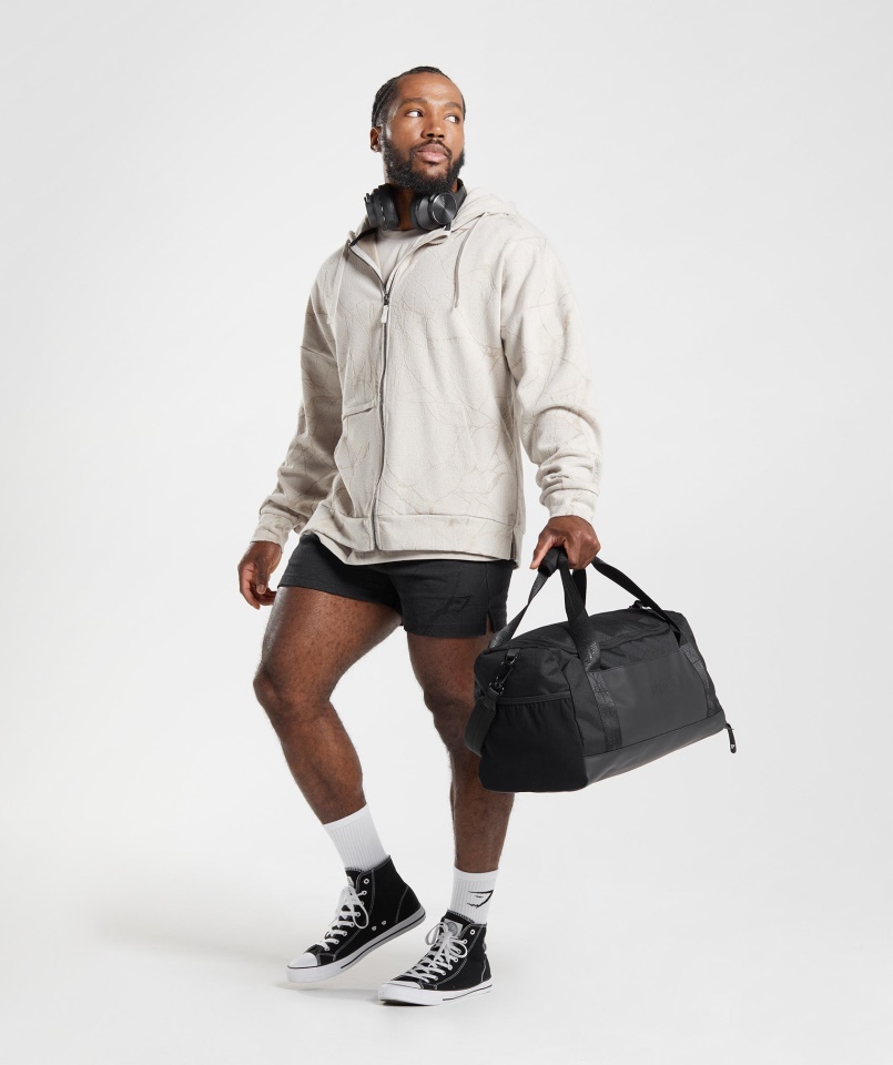 Gymshark Kavicsszürke Mintás Power Cipzáras Kapucnis Pulcsi