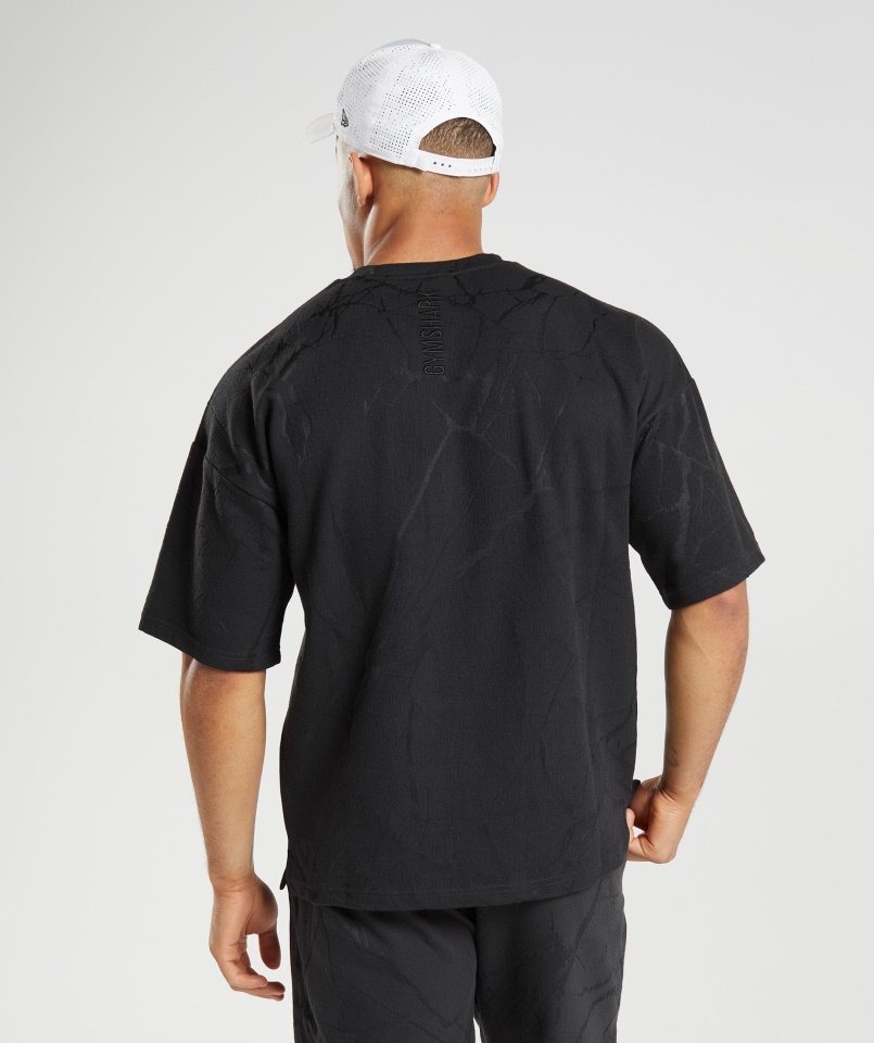 Gymshark Power Rövid Ujjú Crew Fekete Nyomat