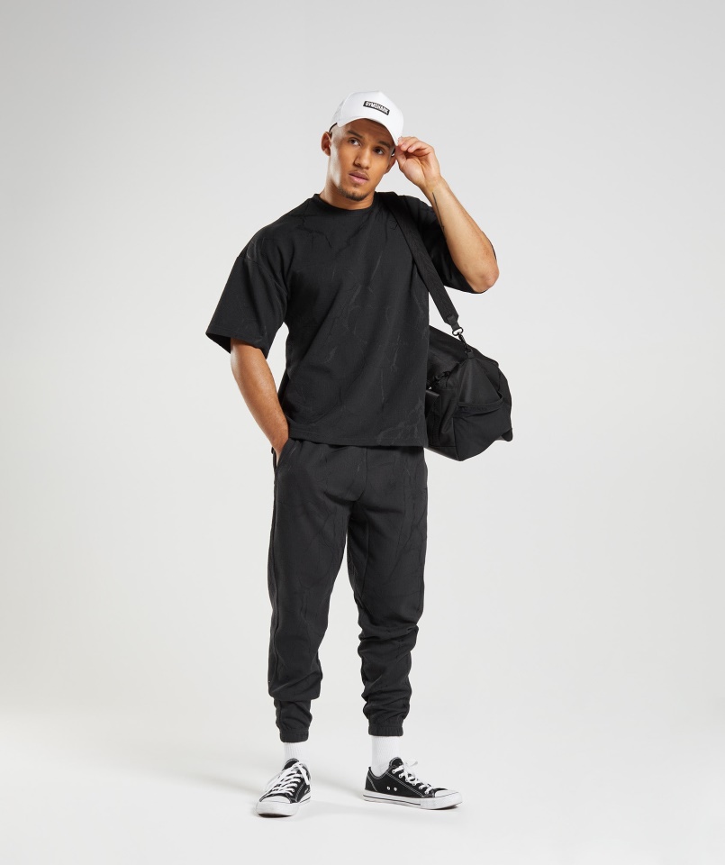 Gymshark Power Rövid Ujjú Crew Fekete Nyomat