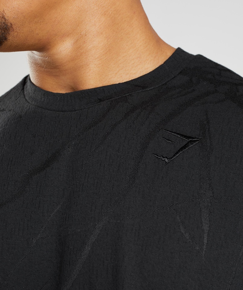 Gymshark Power Rövid Ujjú Crew Fekete Nyomat