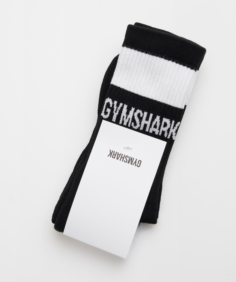 Gymshark Prémium Jacquard Egyszínű Zokni Fekete-fehér
