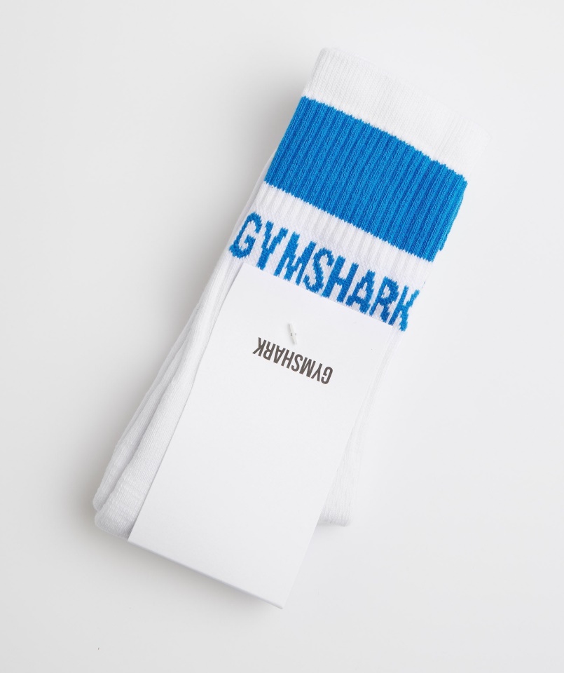 Gymshark Prémium Jacquard Egyszínű Zokni Fehér Meridiánkék