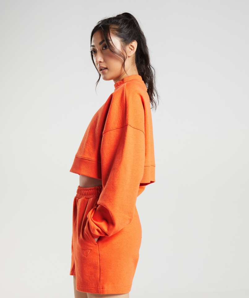 Gymshark Pihenőnap Izzadság Vágott Pulóver Lángoló Narancs Márga