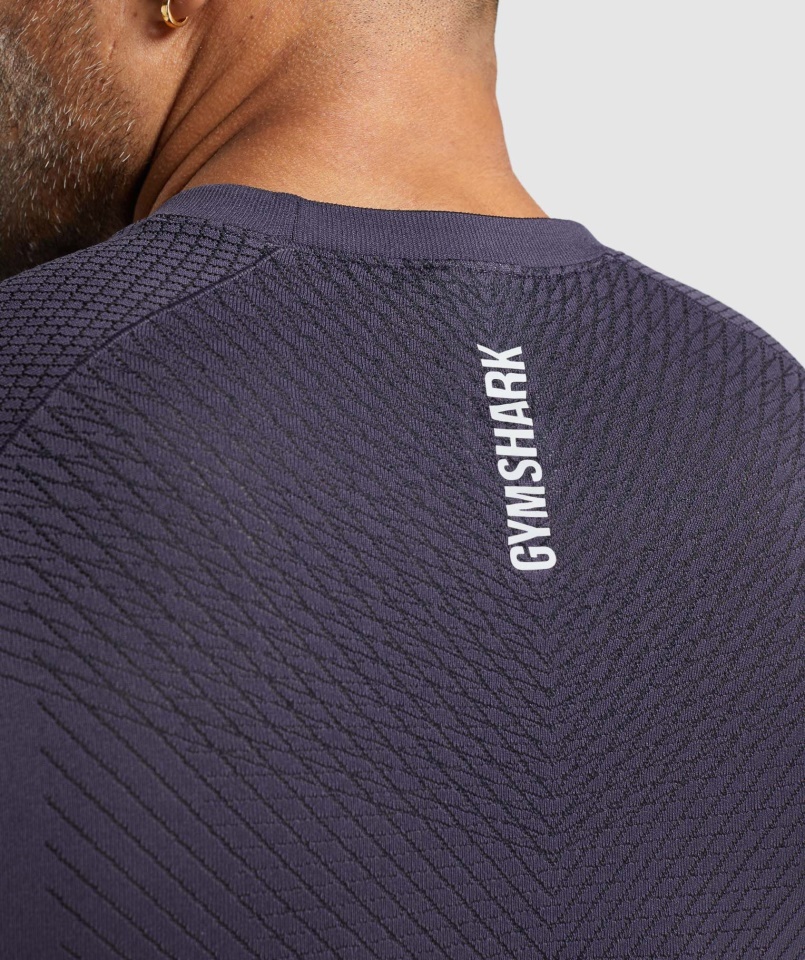 Gymshark Gazdag Lila-fekete Csúcsú Varrás Nélküli Hosszú Ujjú Póló