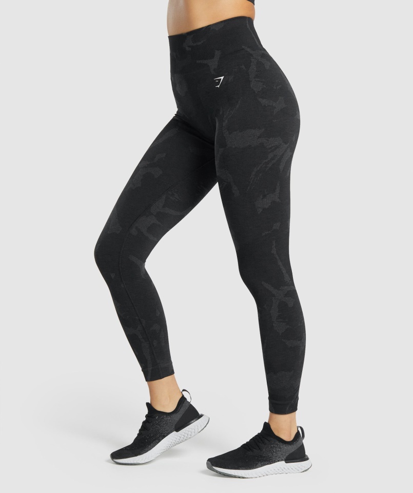 Gymshark Szavanna-fekete Adaptált Camo Varrás Nélküli Leggings