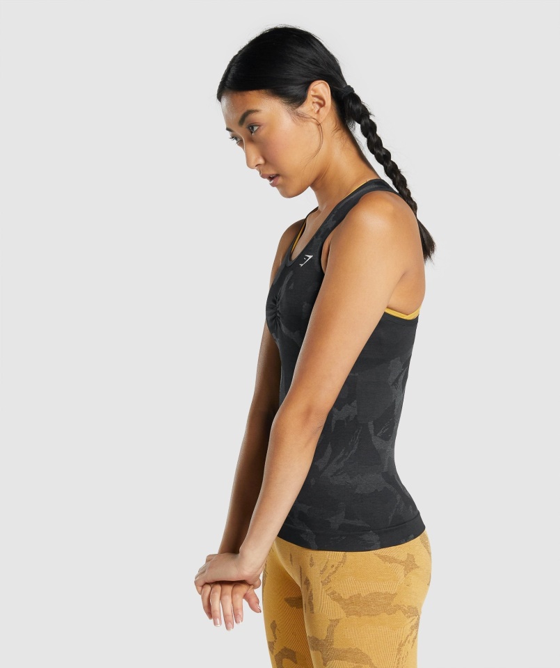 Gymshark Szavanna-fekete Adapt Camo Varrat Nélküli Tank