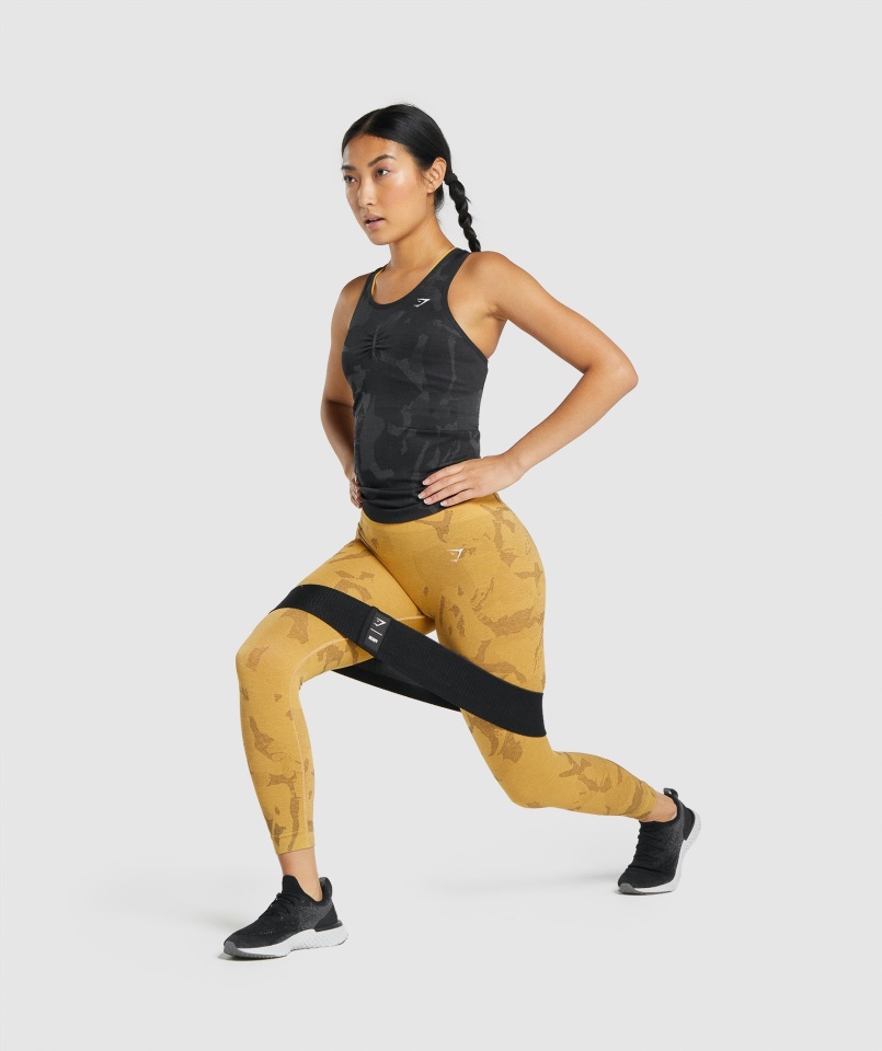 Gymshark Szavanna-fekete Adapt Camo Varrat Nélküli Tank