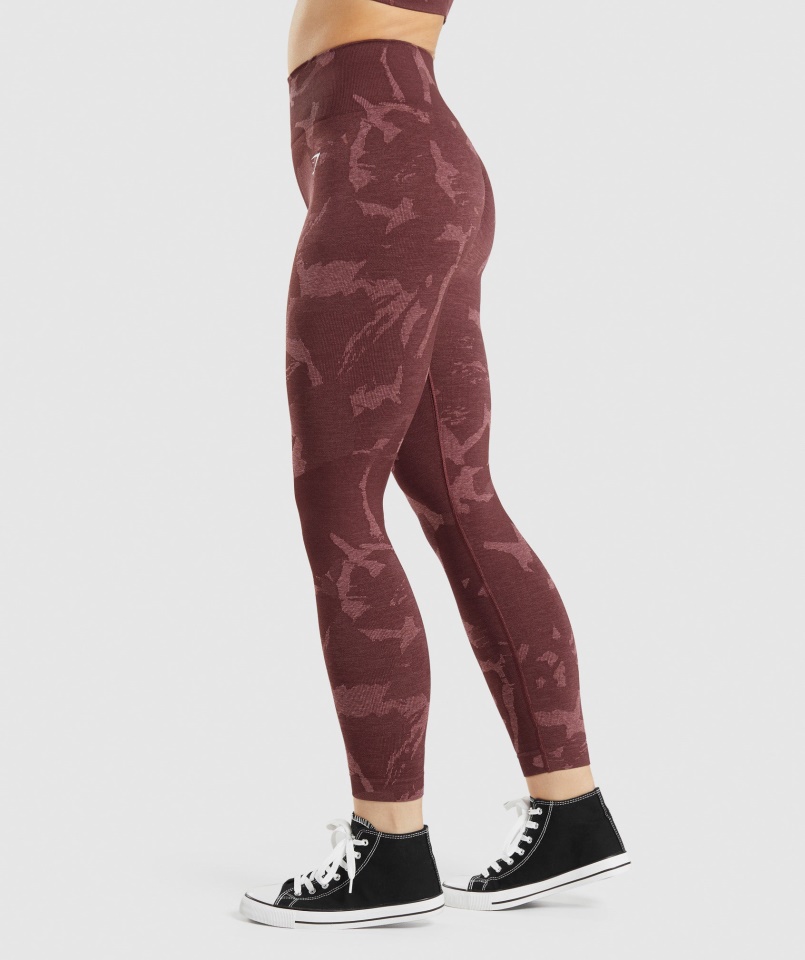 Gymshark Szavanna-cseresznyebarna Adaptált Camo Varrás Nélküli Leggings