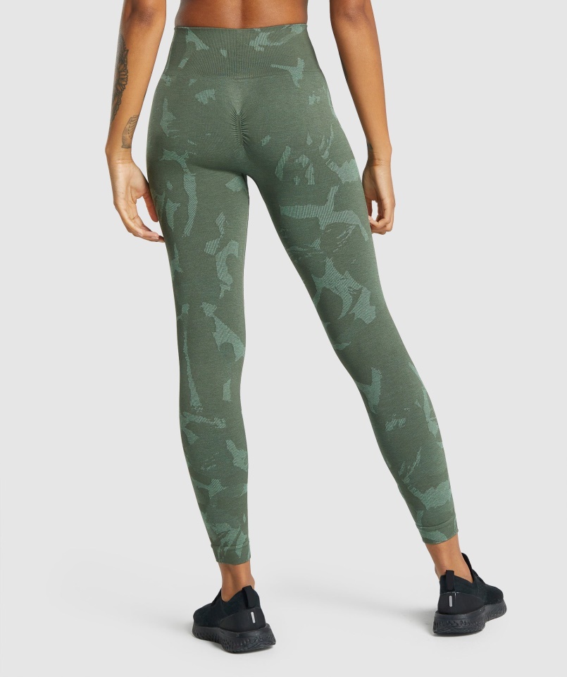 Gymshark Savanna-green Adapt Camo Varrat Nélküli Leggings