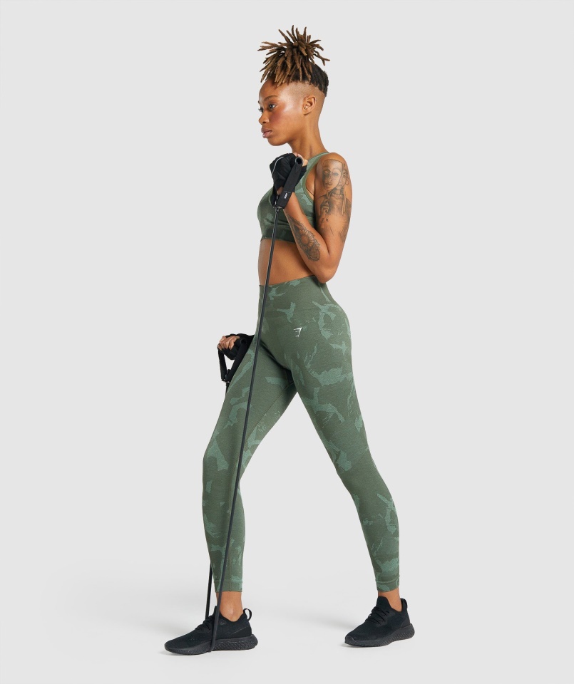 Gymshark Savanna-green Adapt Camo Varrat Nélküli Leggings