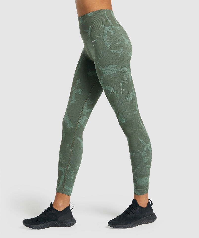 Gymshark Savanna-green Adapt Camo Varrat Nélküli Leggings