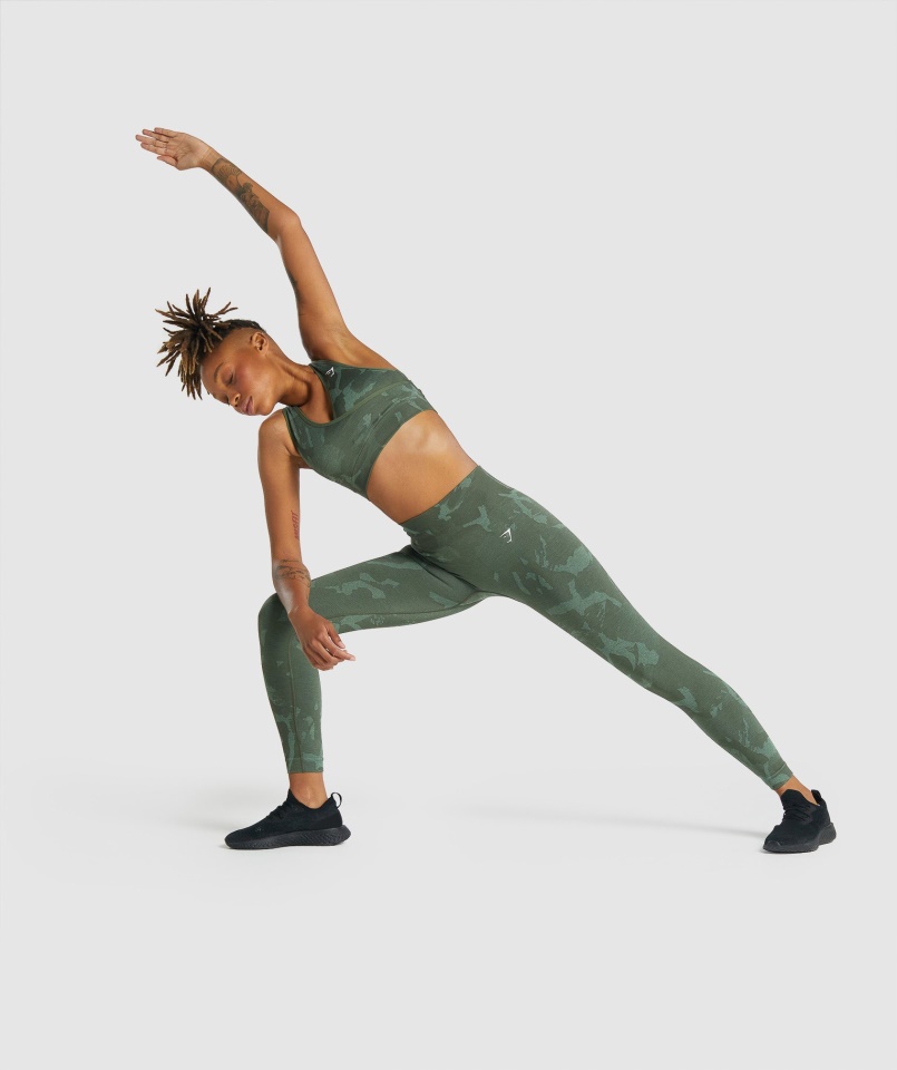 Gymshark Savanna-green Adapt Camo Varrat Nélküli Sportmelltartó