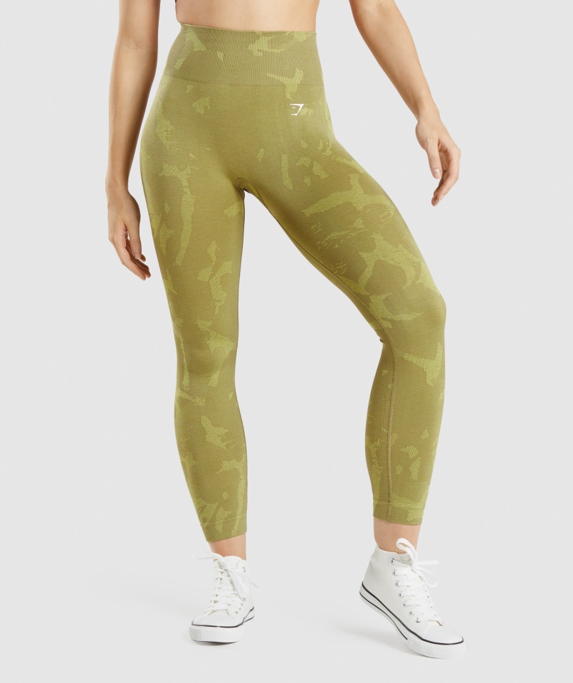 Gymshark Szavanna-griff Zöld Adaptált Camo Varrat Nélküli Leggings