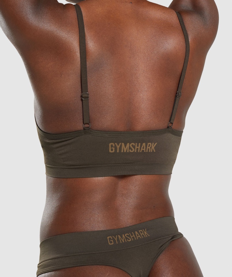 Gymshark Varrat Nélküli Alacsony Nyakú Bralette Espresso Barna