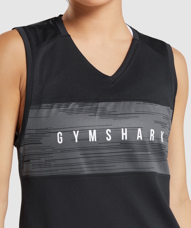 Gymshark Sport Laza Tank Fekete Nyomtatás