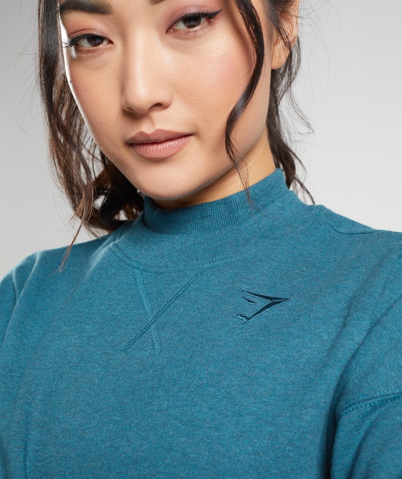 Gymshark Acél Kék Márga Pihenőnap Izzadság Vágott Pulóver