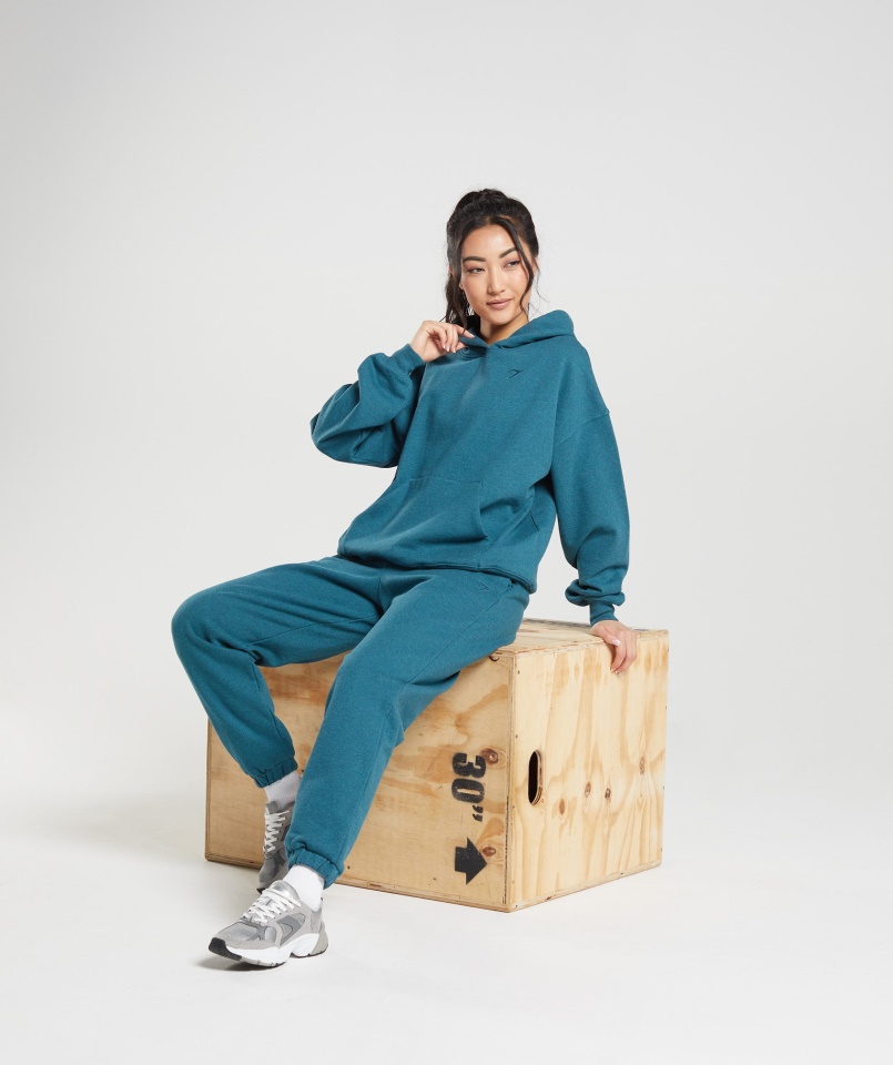 Gymshark Acél Kék Márga Pihenőnapi Izzasztó Kapucnis Pulcsi