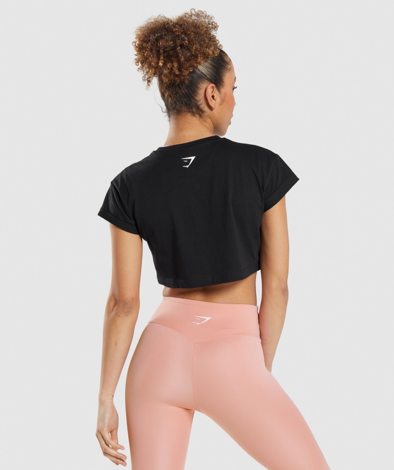 Gymshark Matrica Csomag Crop Póló Fekete