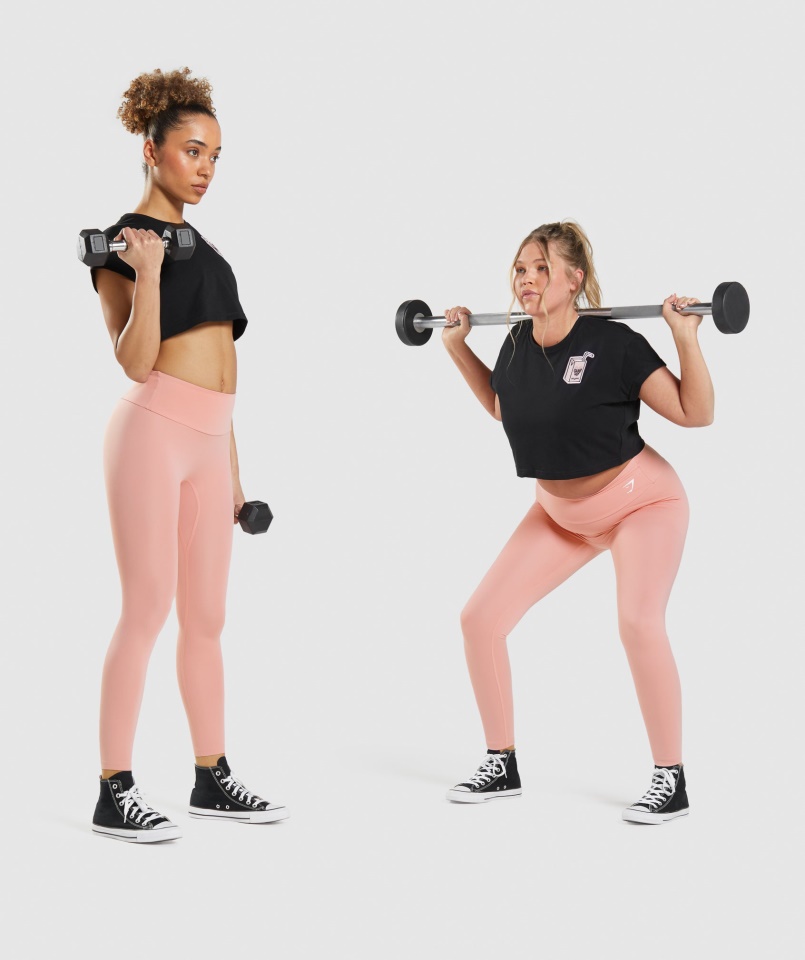 Gymshark Matrica Csomag Crop Póló Fekete