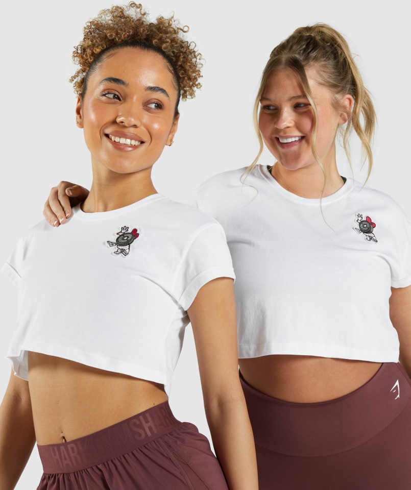 Gymshark Matrica Csomag Crop Póló Fehér