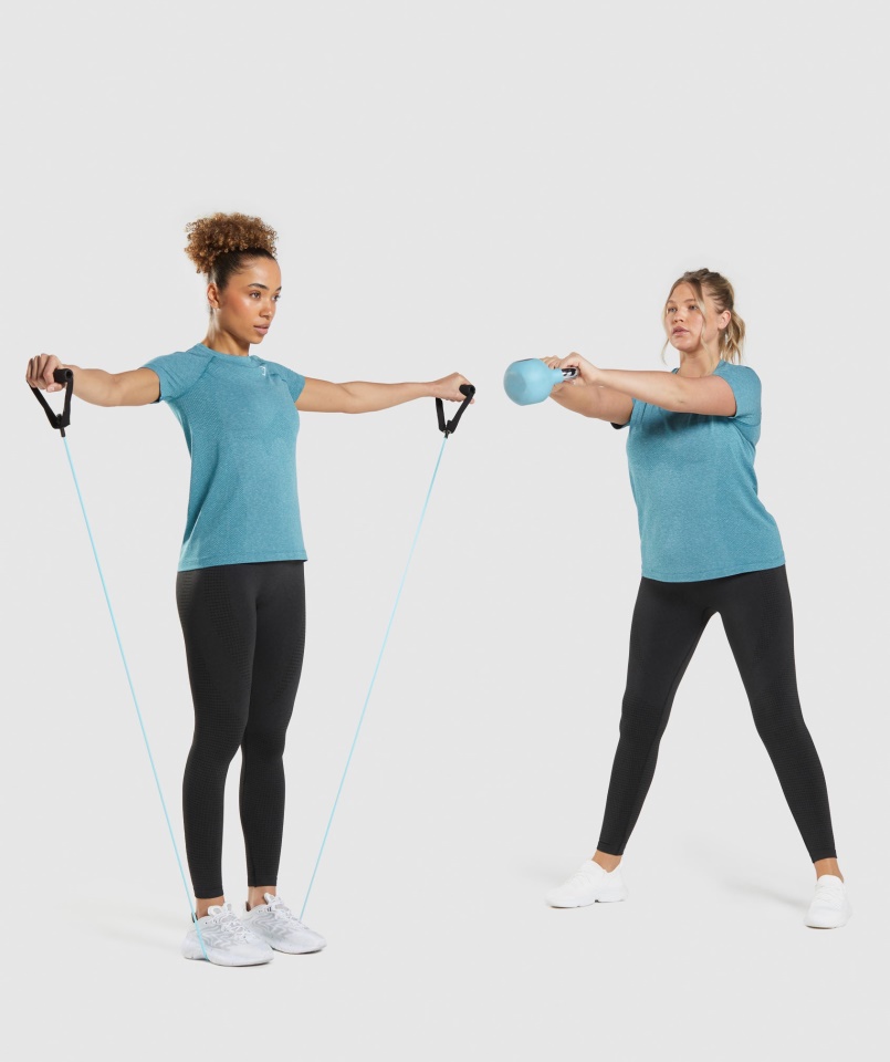 Gymshark Tahoe Kékeszöld Márga Vital Varrat Nélküli 2.0 Könnyű Póló