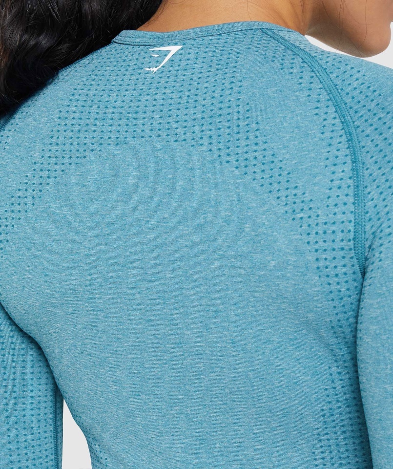 Gymshark Tahoe Kékeszöld Márga Vital Varrás Nélküli 2.0 Hosszú Ujjú Felső