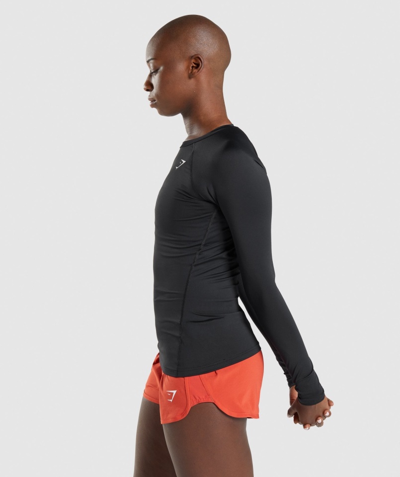 Gymshark Gyakorló Baselayer Hosszú Ujjú Felső Fekete