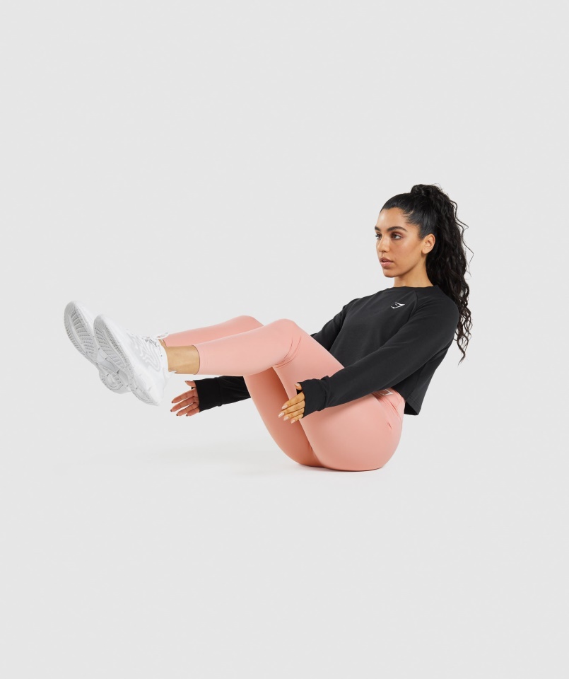 Gymshark Edzés Vágott Pulóver Fekete