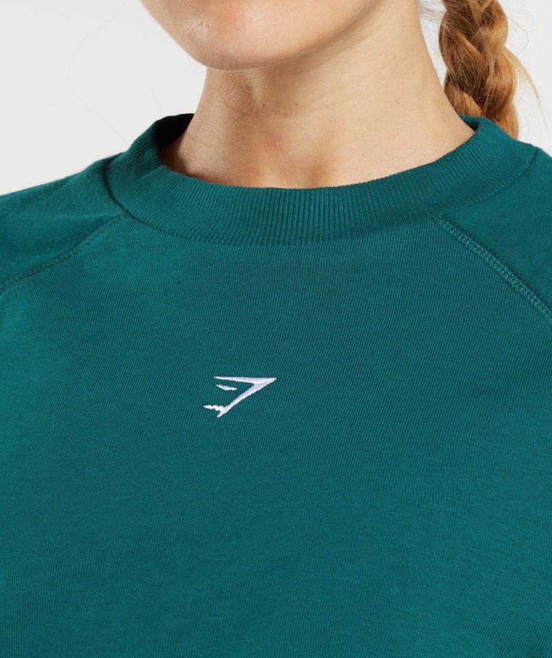Gymshark Képzés Cropped Pulóver Téli Kékeszöld