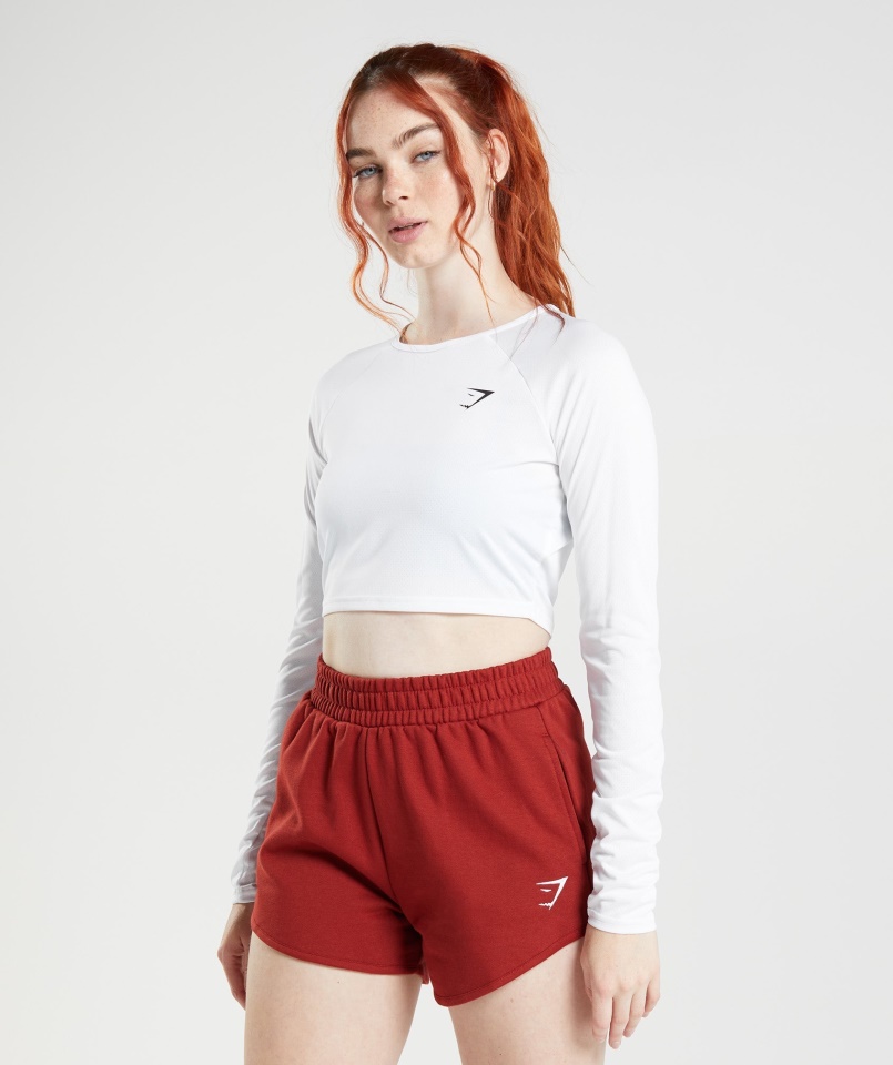 Gymshark Edzés Hosszú Ujjú Crop Felső Fehér