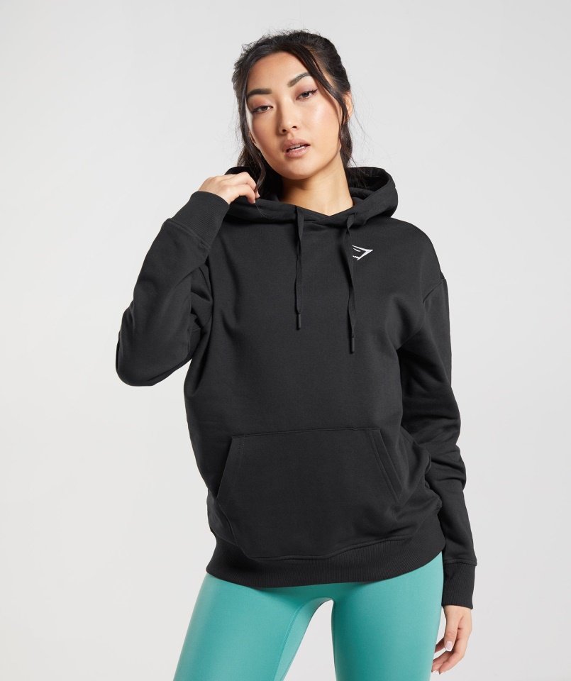 Gymshark Edzés Oversize Kapucnis Fekete