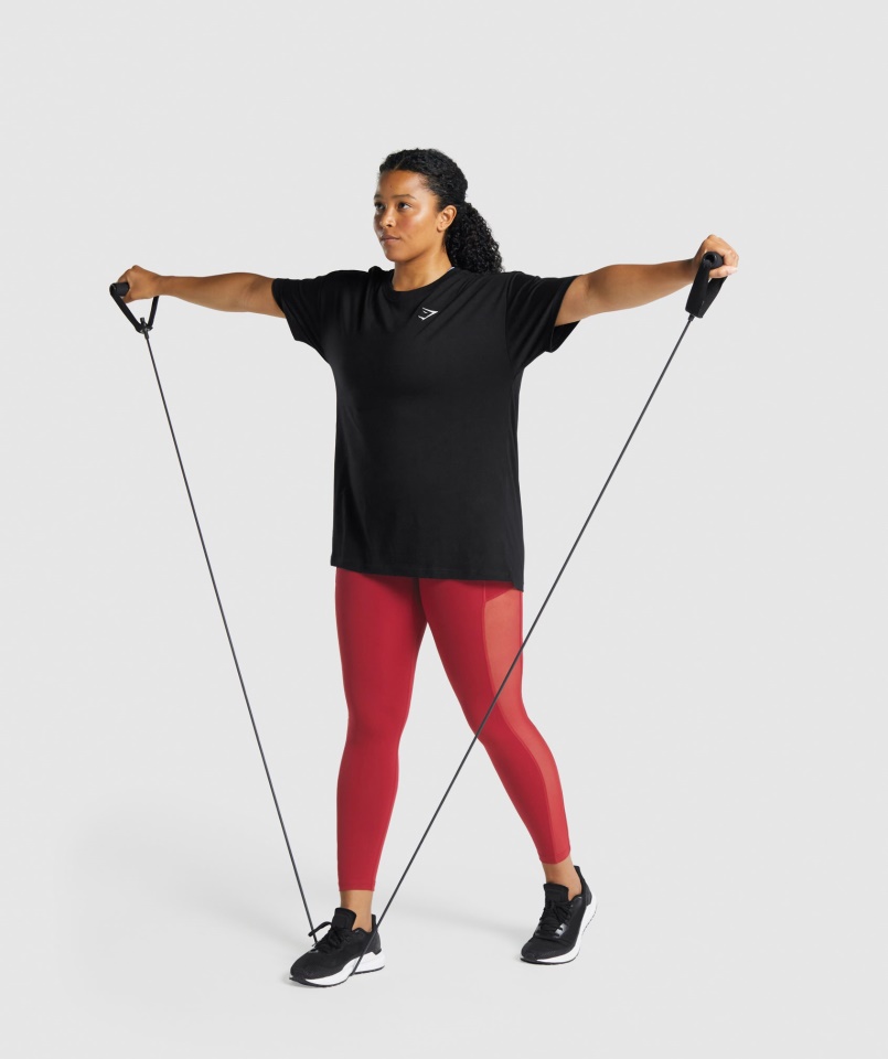 Gymshark Edzés Túlméretezett Póló Fekete