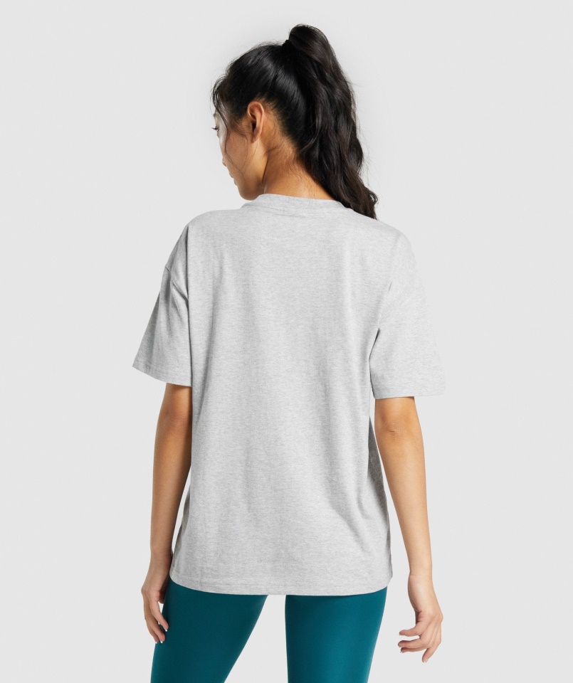 Gymshark Edzés Túlméretezett Póló Világosszürke Márga