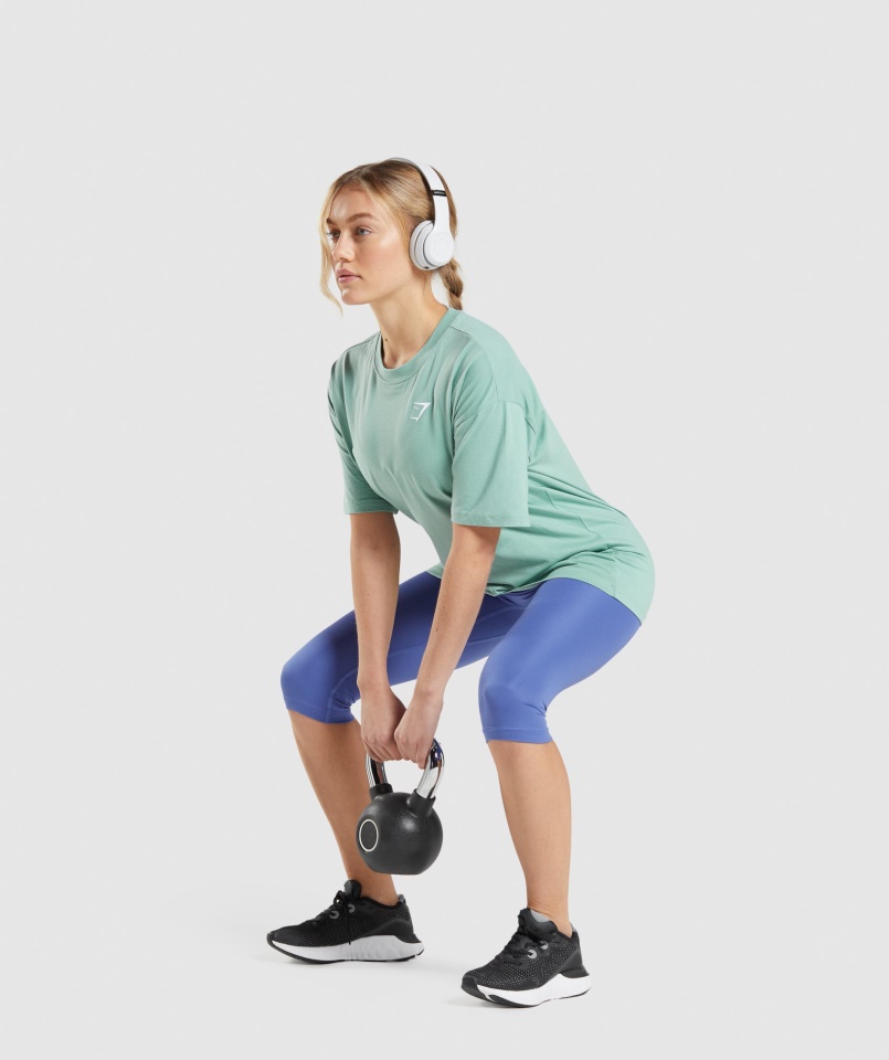 Gymshark Edzés Túlméretezett Póló Maya Kék