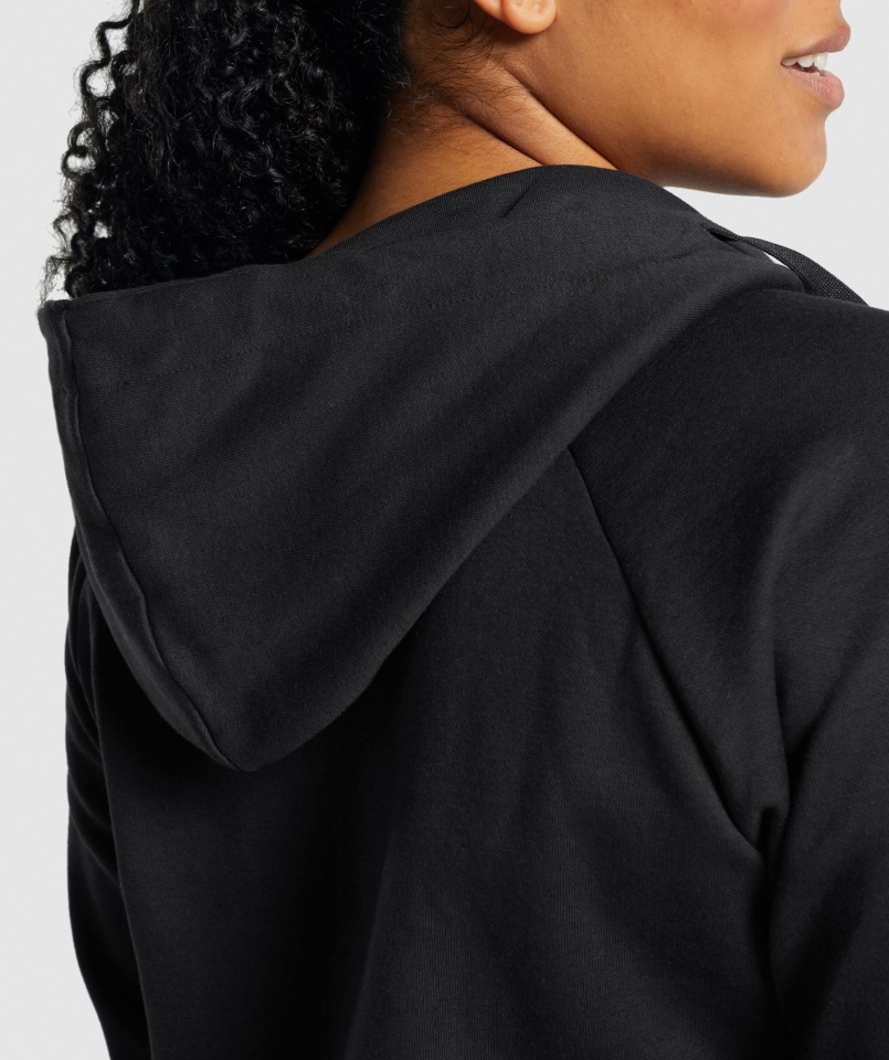 Gymshark Edzés Cipzáras Kapucnis Fekete