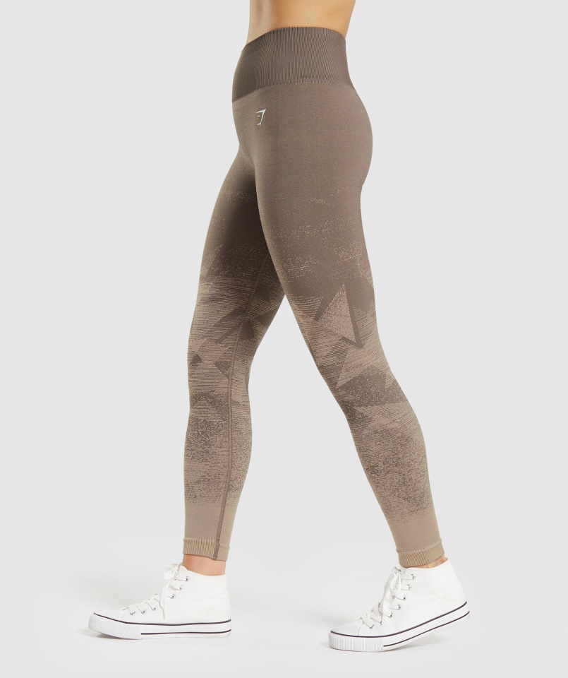 Gymshark Háromszög-penny Barna Adapt Ombre Varrat Nélküli Leggings