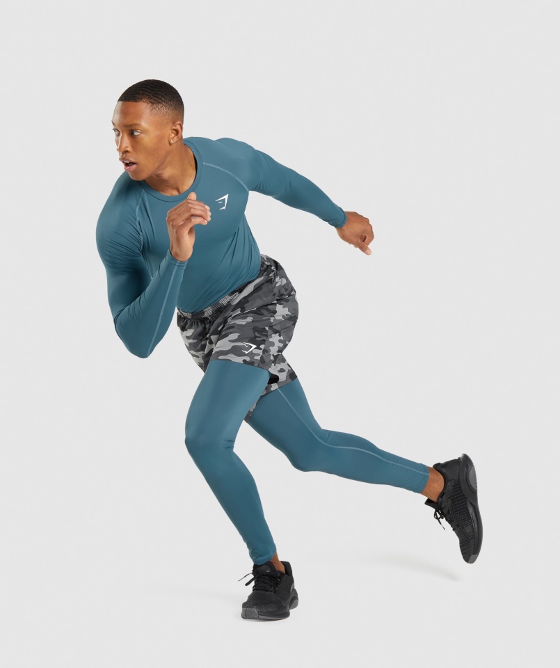 Gymshark Toszkán Kékeszöld Elem Baselayer Hosszú Ujjú Póló