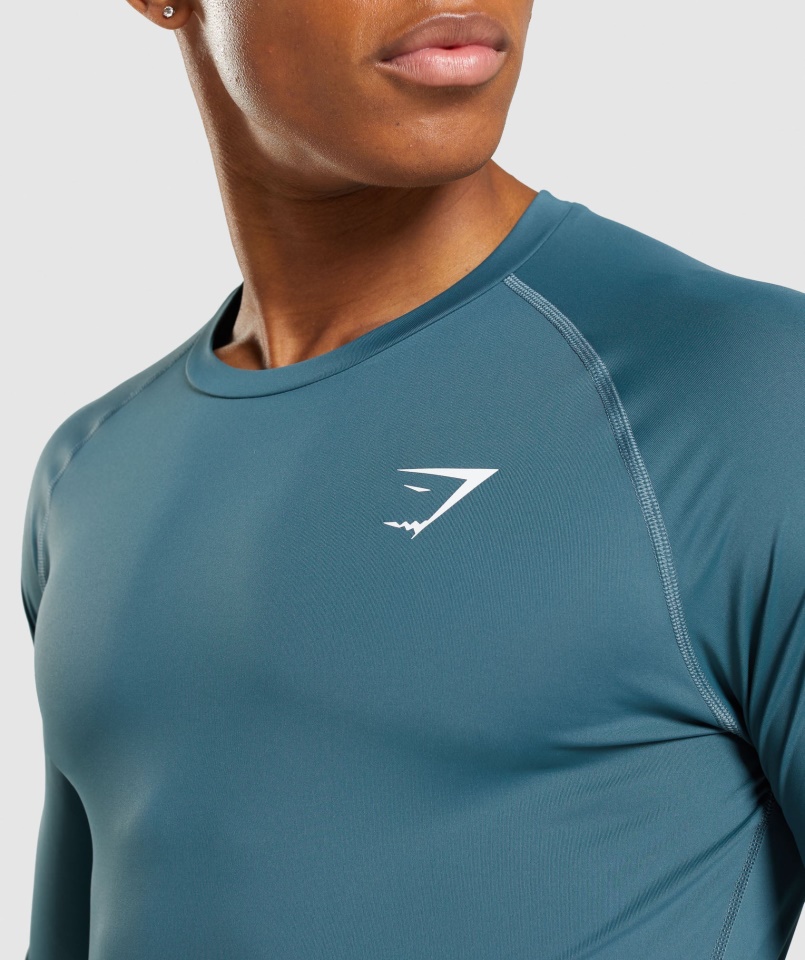 Gymshark Toszkán Kékeszöld Elem Baselayer Hosszú Ujjú Póló