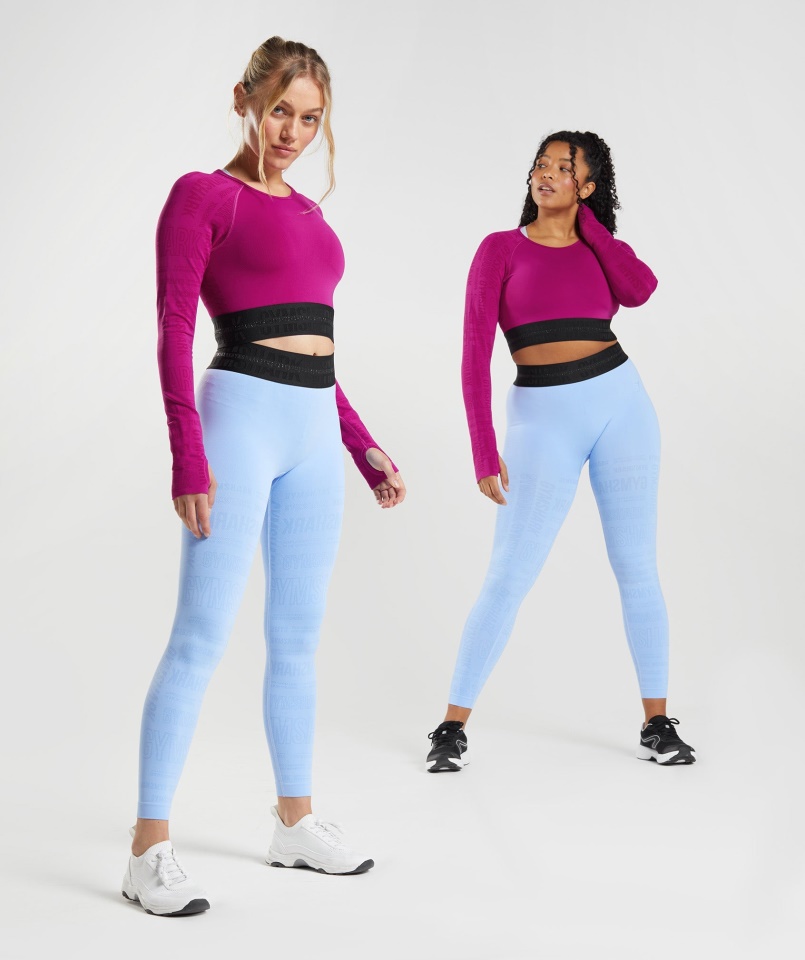Gymshark Vision Hosszú Ujjú Crop Top Sárkány Rózsaszín