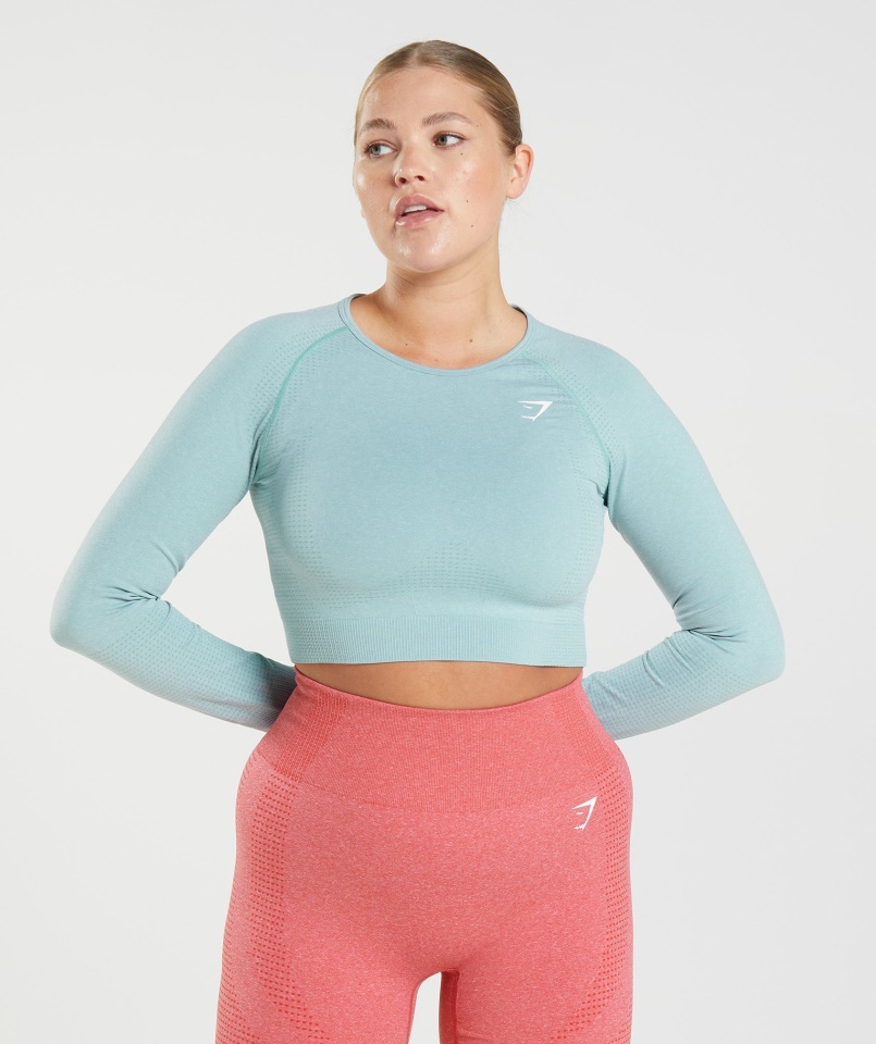 Gymshark Vital Seamless 2.0 Crop Top Gyöngyház Kék Márga