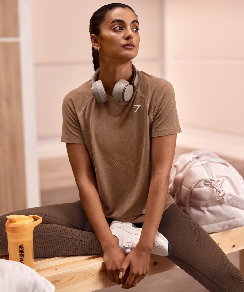 Gymshark Vital Varrat Nélküli 2.0 Világos Póló Fawn Márga