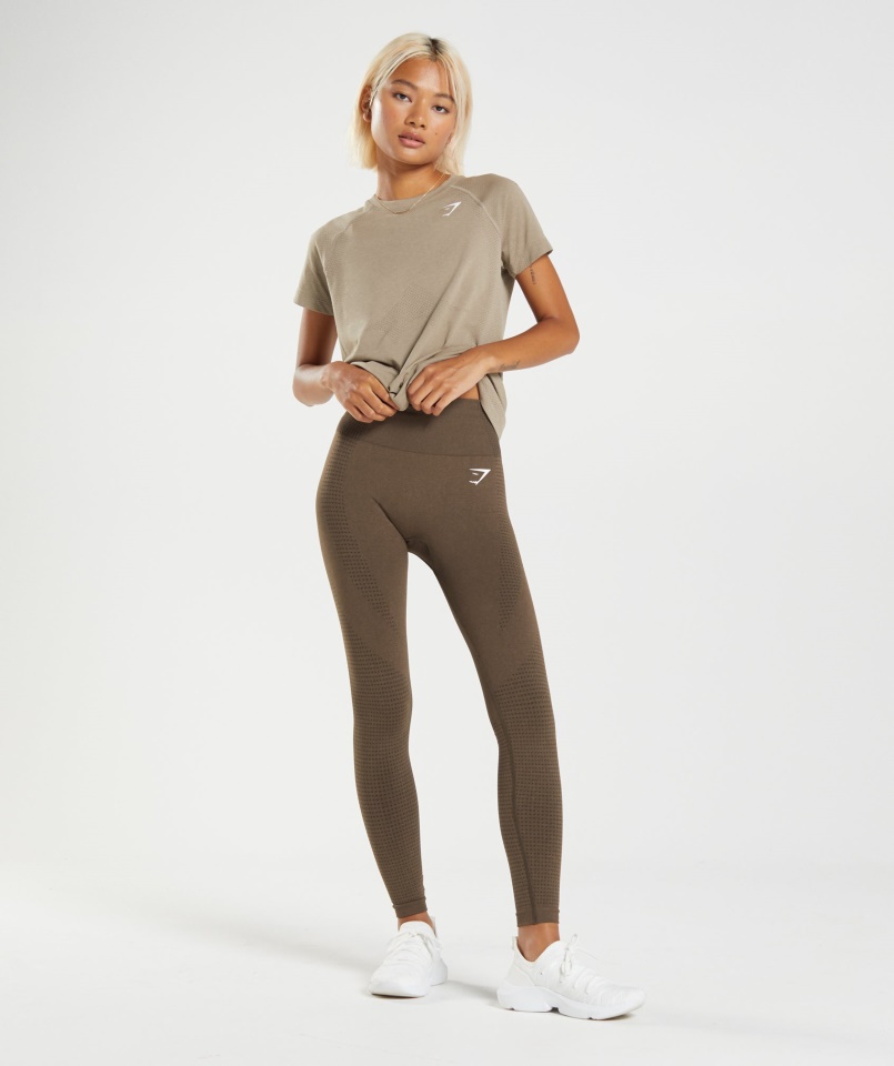 Gymshark Vital Seamless 2.0 Világos Póló Vanília Barna Márga