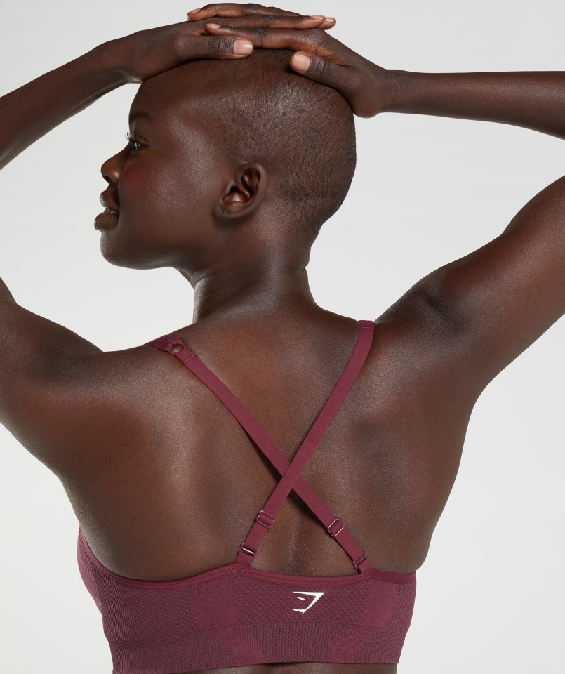 Gymshark Vital Varrat Nélküli 2.0 V Nyakú Sportmelltartó Sült Barna Márga